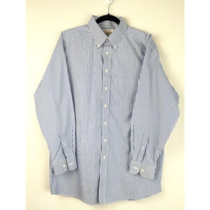 Gold Label Roundtree Yorke Shirt Mens 16 33 Blue White Stripe Up Long Sleeve